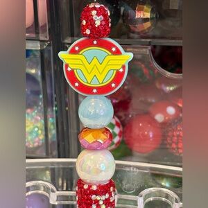 Handcrafted Wonder Woman Beaded Pen - Red, Yellow, Light Blue, White
